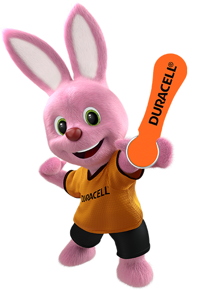 Bunny in action introducing Duracell hearing aid batteries