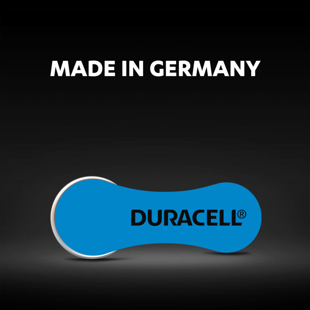 Duracell hearing aids batteries size 675 made in Germany