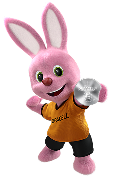 Bunny in action introducing Duracell Lithium coin 2032 battery