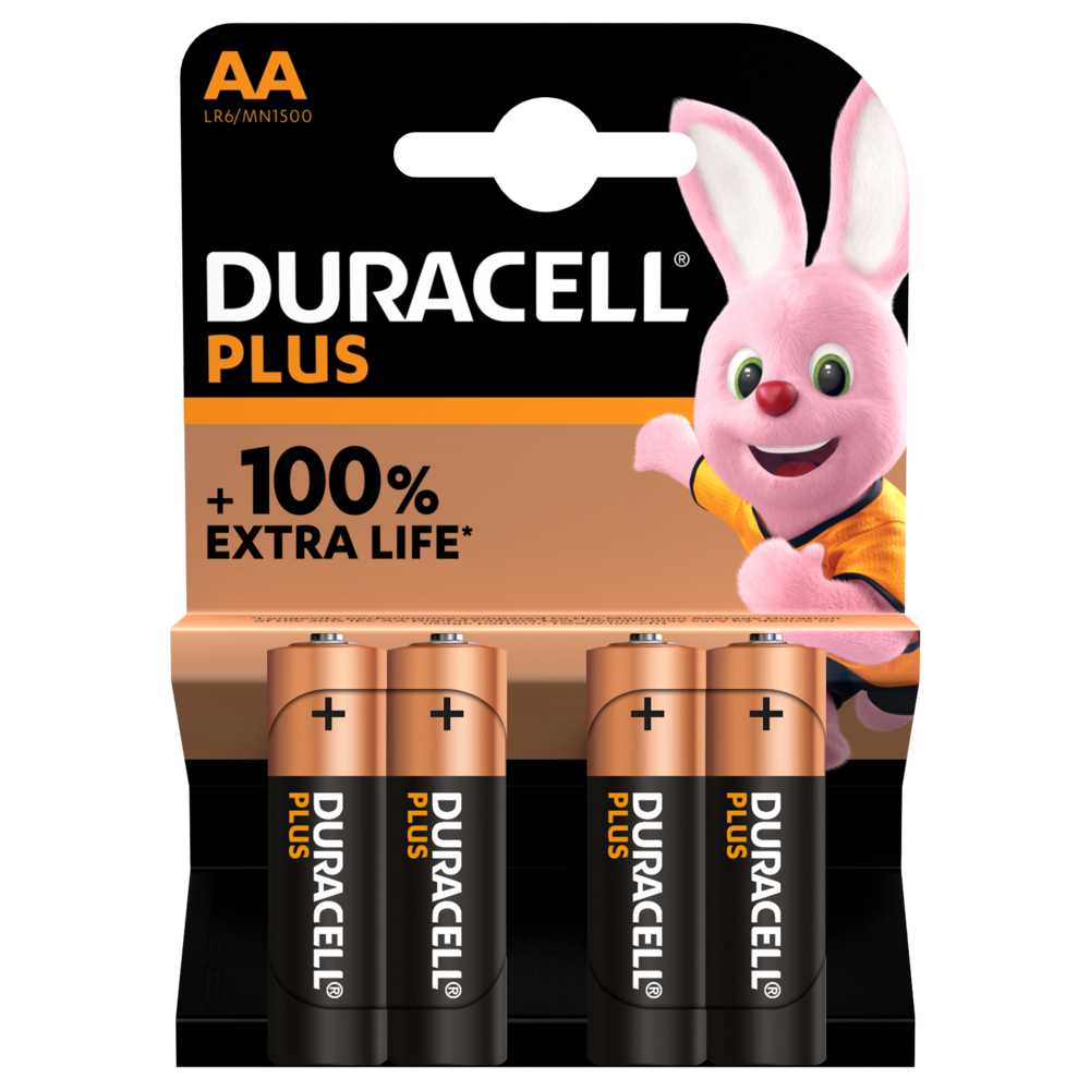 Duracell Type Plus 1.5V AA Batteries in 4 piece pack