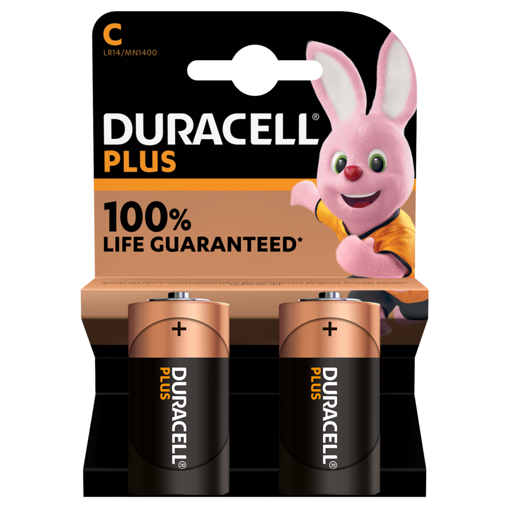 Duracell Alkaline Plus Type C-sized batteries in 2-piece pack