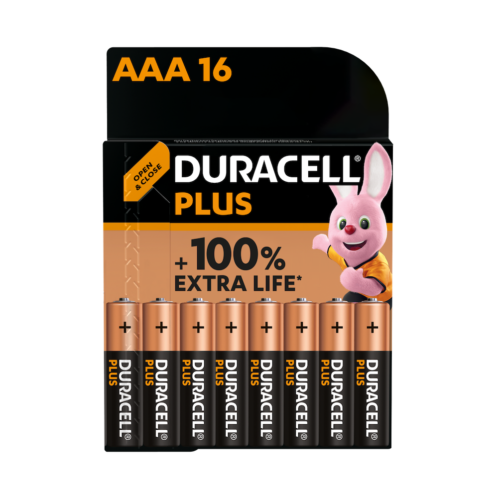 Duracell Plus Alkaline AAA 1.5V 16 piece pack