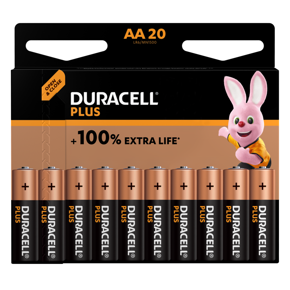 Duracell Plus Alkaline AA Batteries 20 pieces pack
