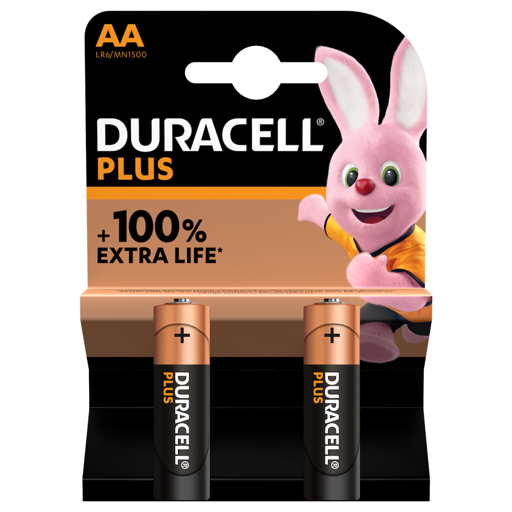 Duracell Type Plus 1.5V AA Batteries in 2 piece pack