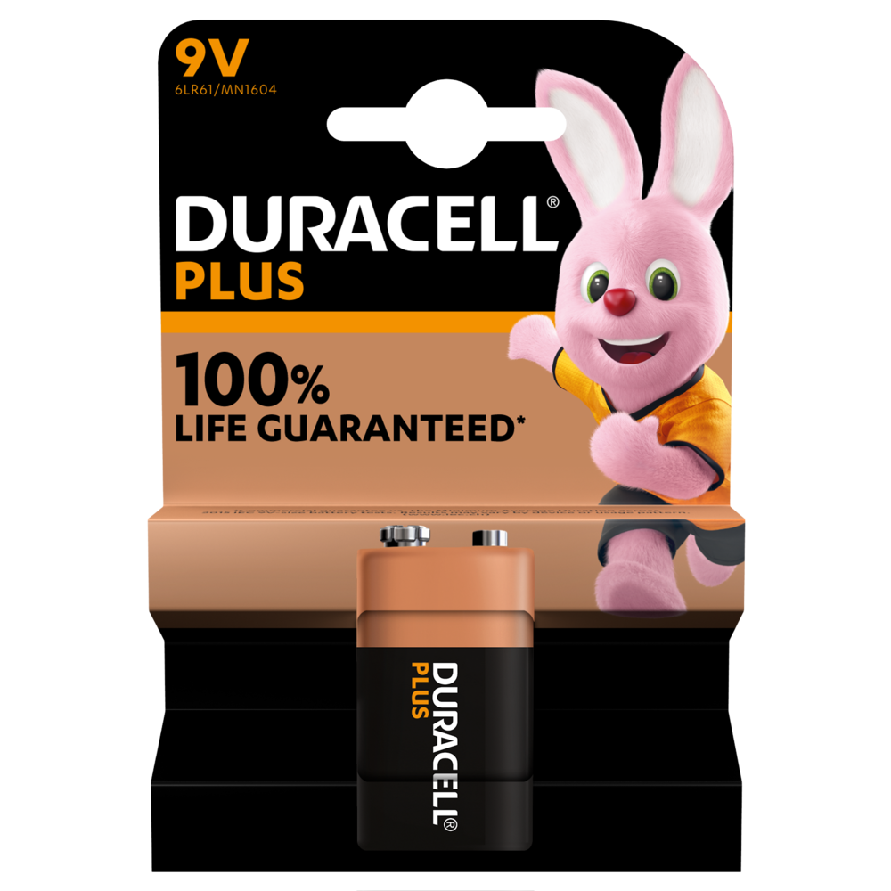Bunny introducing Alkaline Plus Type 9V battery